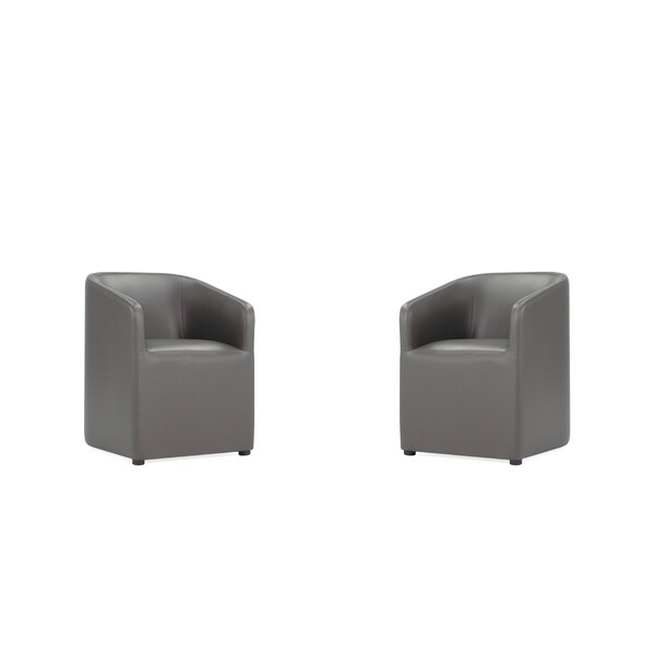 Manhattan Comfort Anna Round Faux Leather Dining Chair in Pewter - Set of 2 2-DC059AR-PE - main